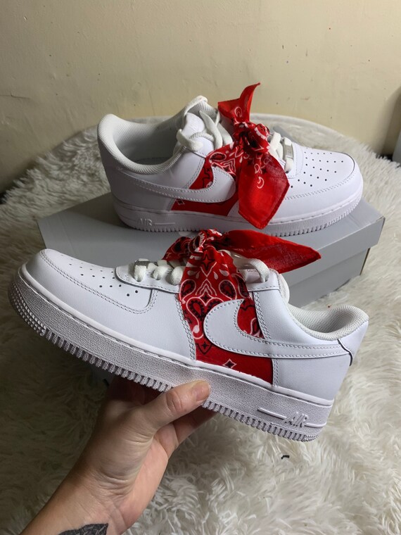 Red Bandana AF1 Air Force Ones - Etsy