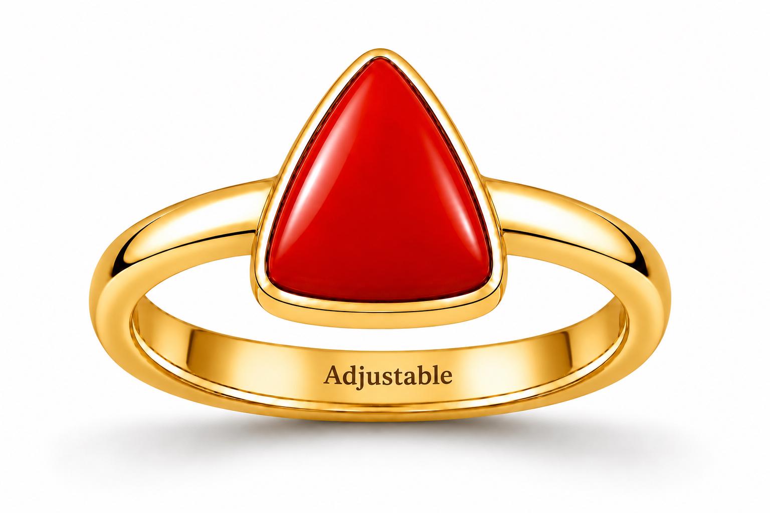 Divya Shakti Triangle Red Coral Moonga Gemstone Plain Design