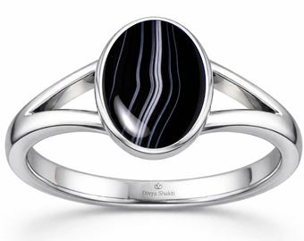 Divya Shakti Natural Black Chalcedony Sulemani Hakik Gemstone Silver Ring for Men & Women