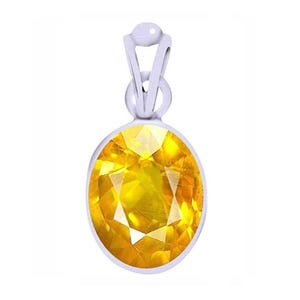 Divya Shakti Yellow Sapphire Gemstone Silver Pendant For Men and Women