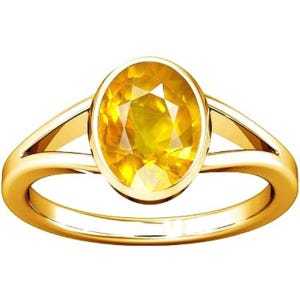 Divya Shakti gele saffier Pukhraj edelsteen Panchdhatu legering ring