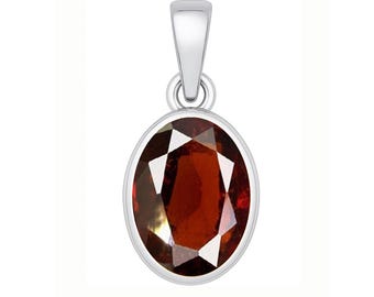 Divya Shakti Natural Gomed (Hessonite) Silver Pendant  for Rahu. Brings clarity, focus & protection.