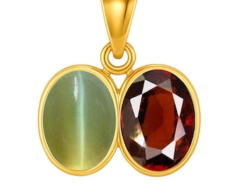 Divya Shakti Natural Cat’s Eye & Hessonite Gomed  Panchdhatu Pendant | Kaal Sarp Dosh Remedy and Protection