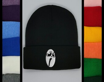 Ghostface Patch / Scream Horror Movie Beanie
