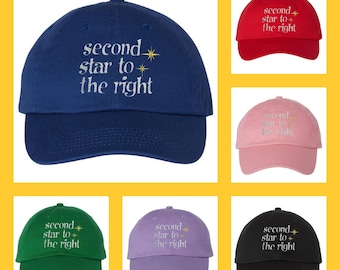 DISNEY "second star to the right" PETER PAN embroidered dad cap hat