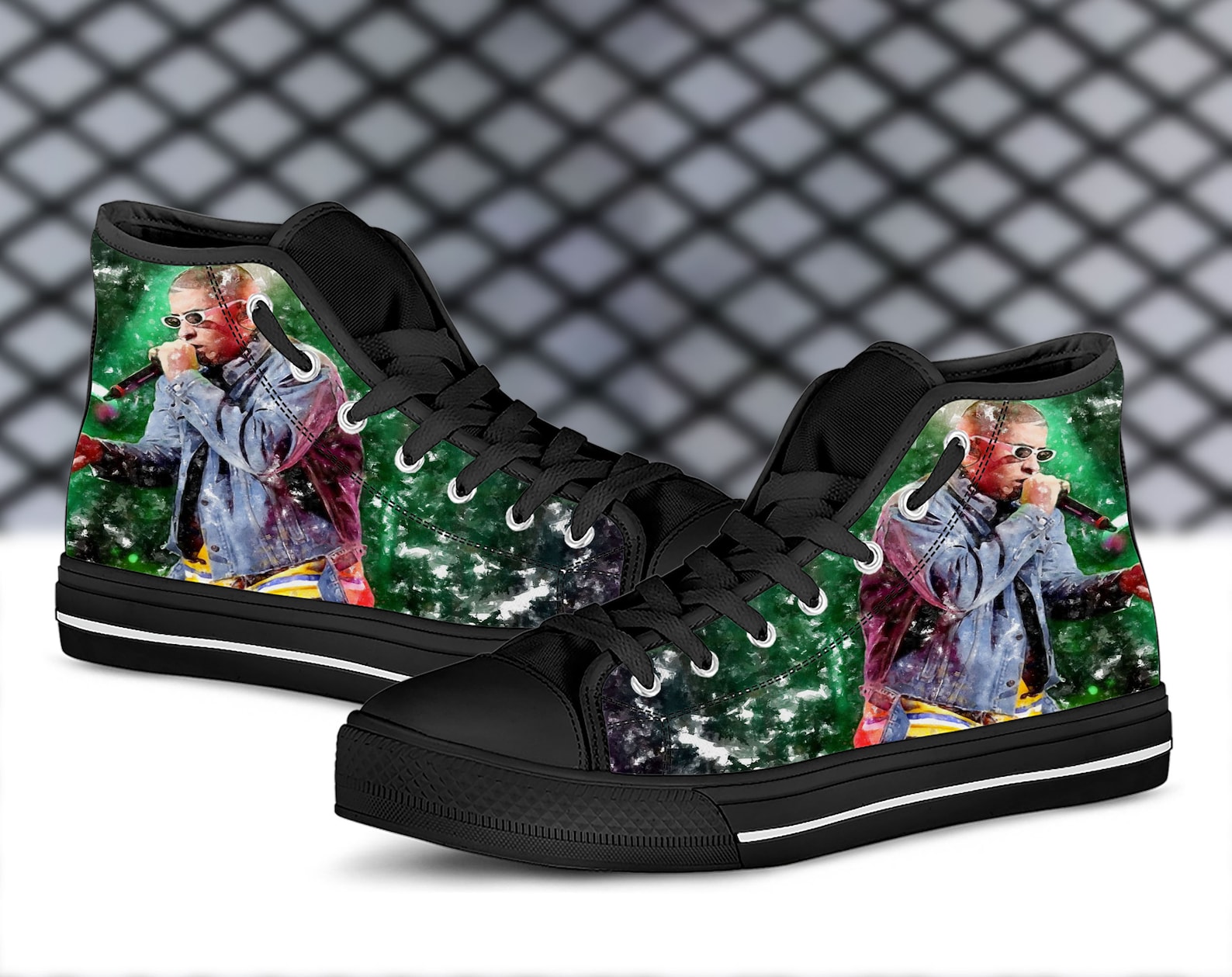 Bad Bunny Canvas Hightop Hip Hop Canvas Shoes Rapper Shoes Etsy