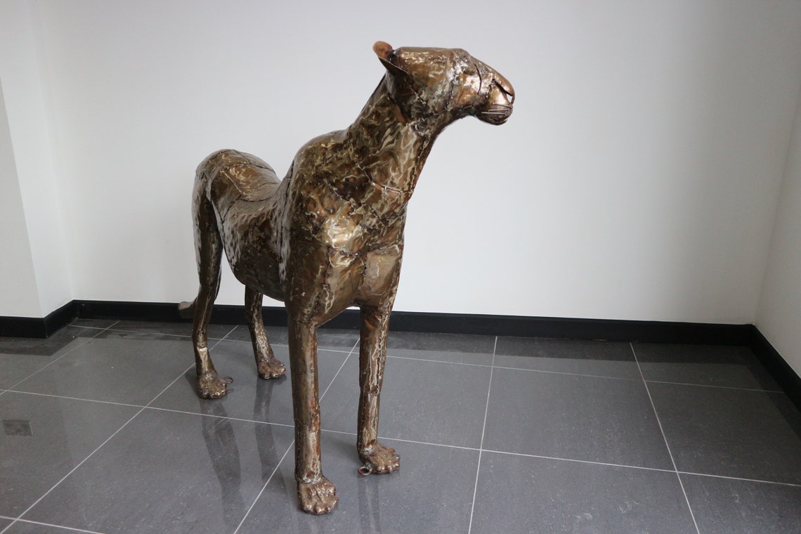 Cheetah 122cm Handmade Animal Metal Sculpture Art Statue for Etsy UK