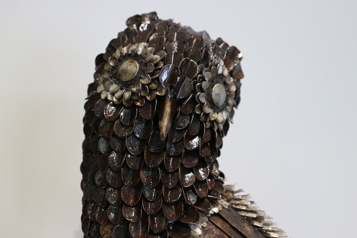 Búho encaramado 40cm hecho a mano escultura de metal animal | Etsy