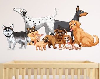 Doggy Dog Puppy Animal Wall Decal - Kinderkamer muurstickers - Kids Wall Stickers Vinyl Art Kids Slaapkamer Babykamer Klaslokaal Stickers