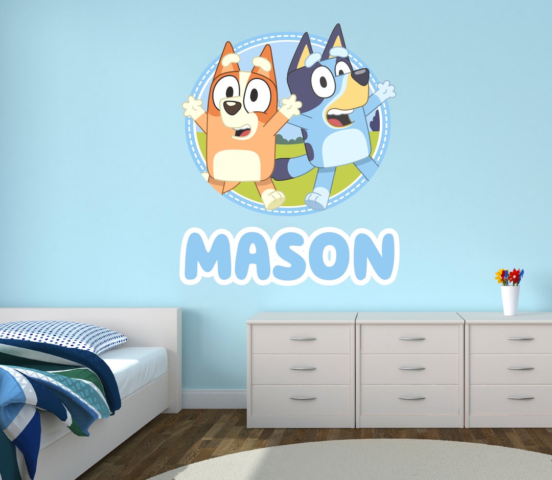 Blue Wall Decal Mural Sticker Custom Name Blue Letters Unisex Room