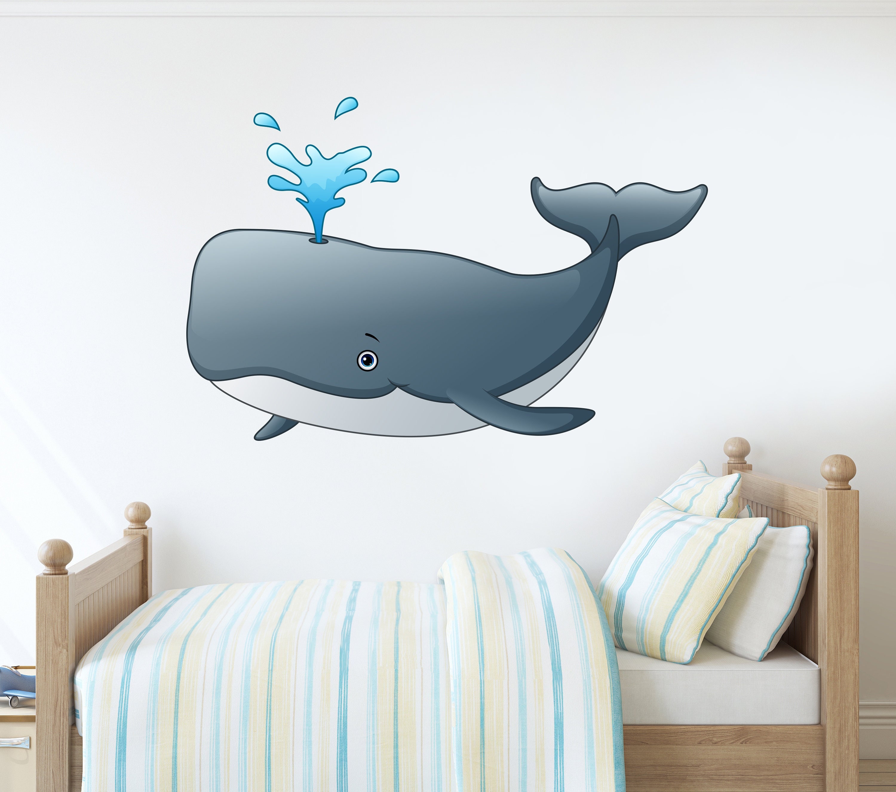 Cute Whale Wall Decal - Nursery Wall Decals - Sea Life Whale Ocean Fish ...