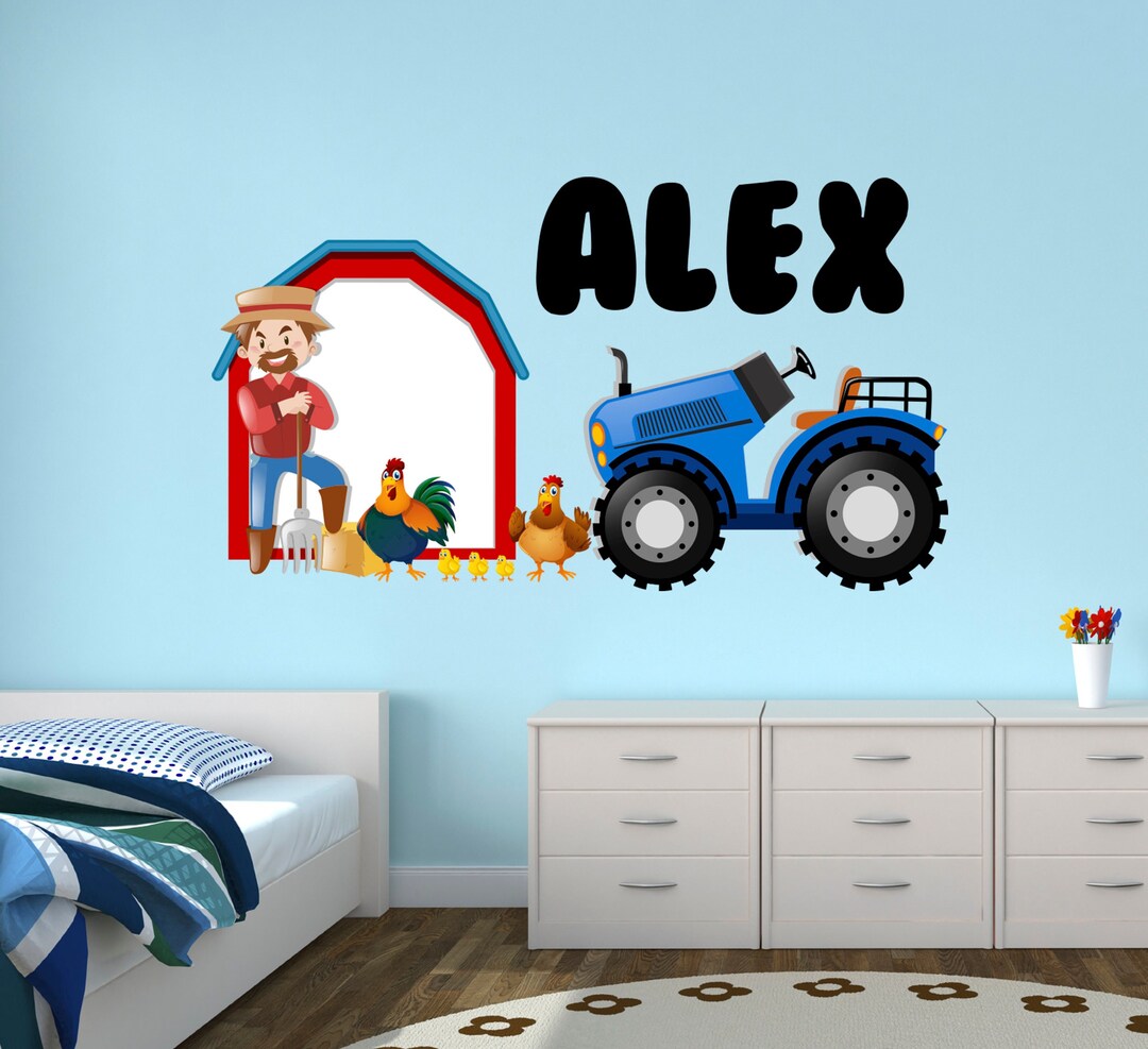 Custom Vinyl Tractor Wall Decalpersonalized Name Tractor Wall Sticker