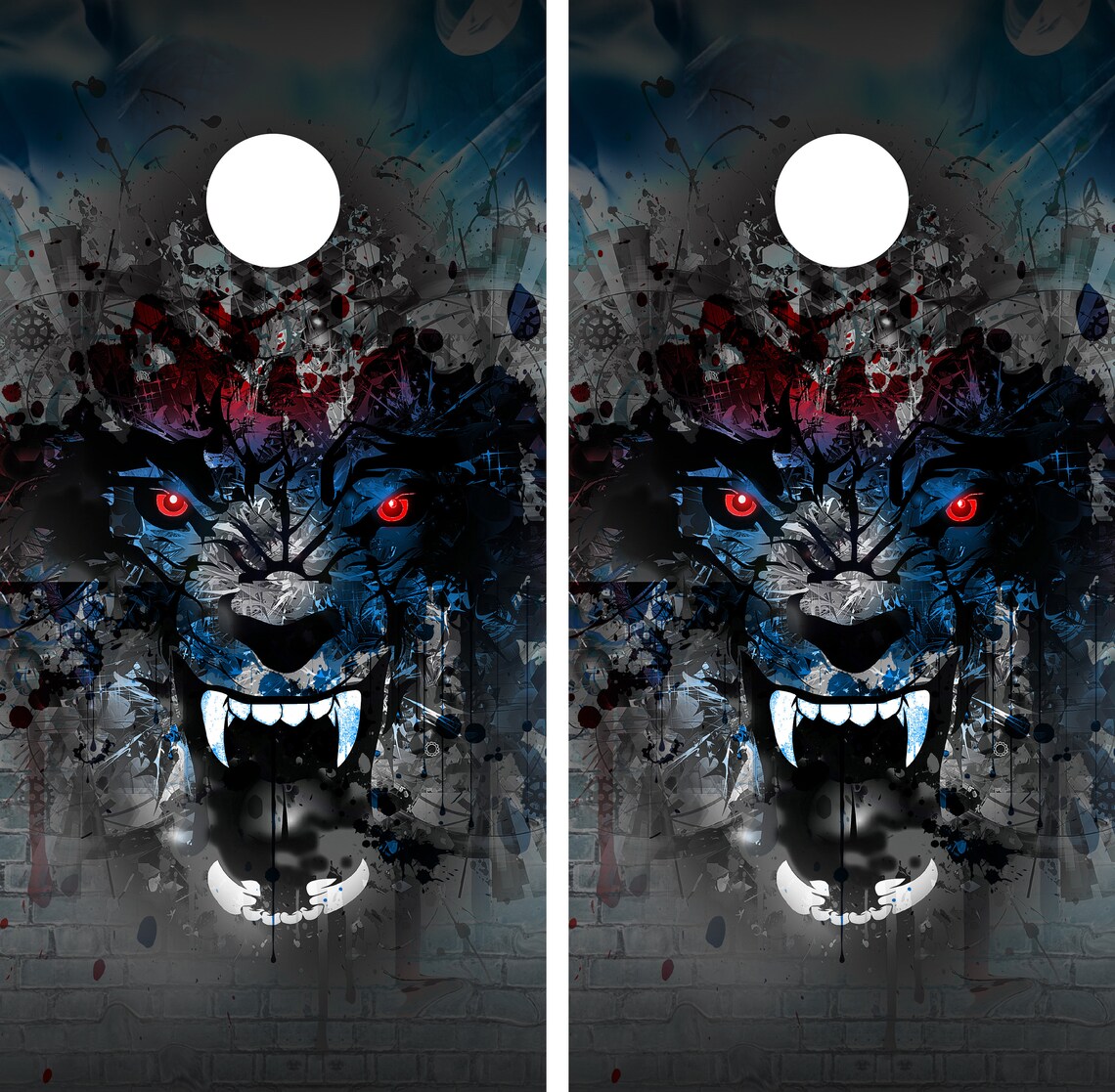 Angry Wolf.ai Cornhole Wrap Skin Board Gameboard Decal Vintage | Etsy