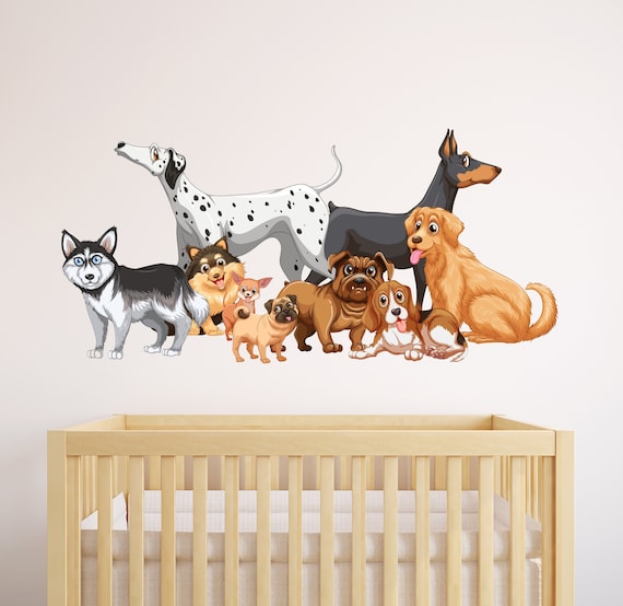 Doggy Dog Puppy Animal Wall Decal - Nursery Wall Decals - Kids Wall Stickers Vinyl Art Kids Bedroom Baby Room Classroom Stickers