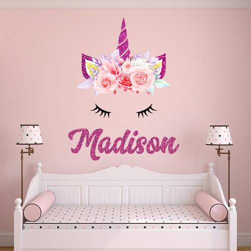 Personalized Name Wall Decals Unicorn Wall Decal Art Custom Etsy