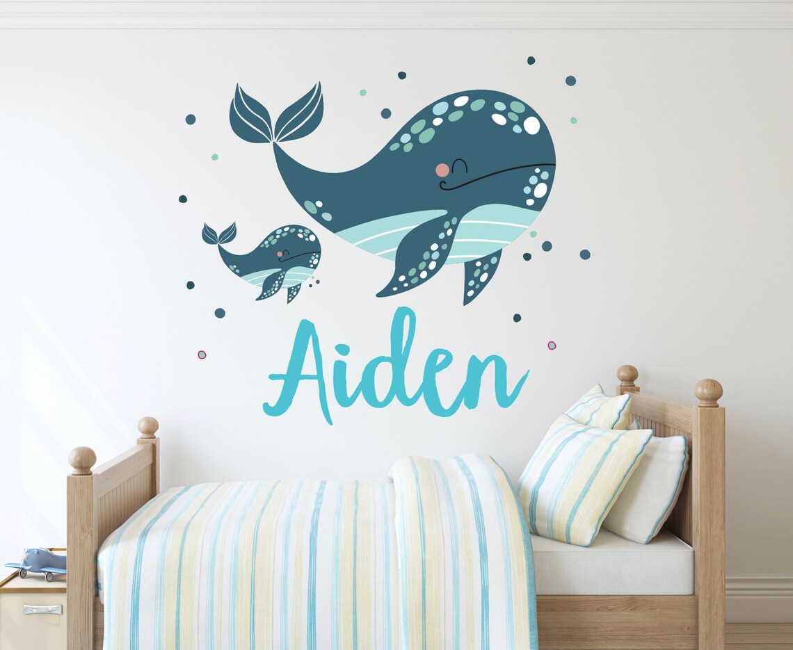 Personalized Whale Name Wall Decals For Kids Nautical Whales Wall personalized-whale-name-wall-decals-for-kids-nautical-whales-wall