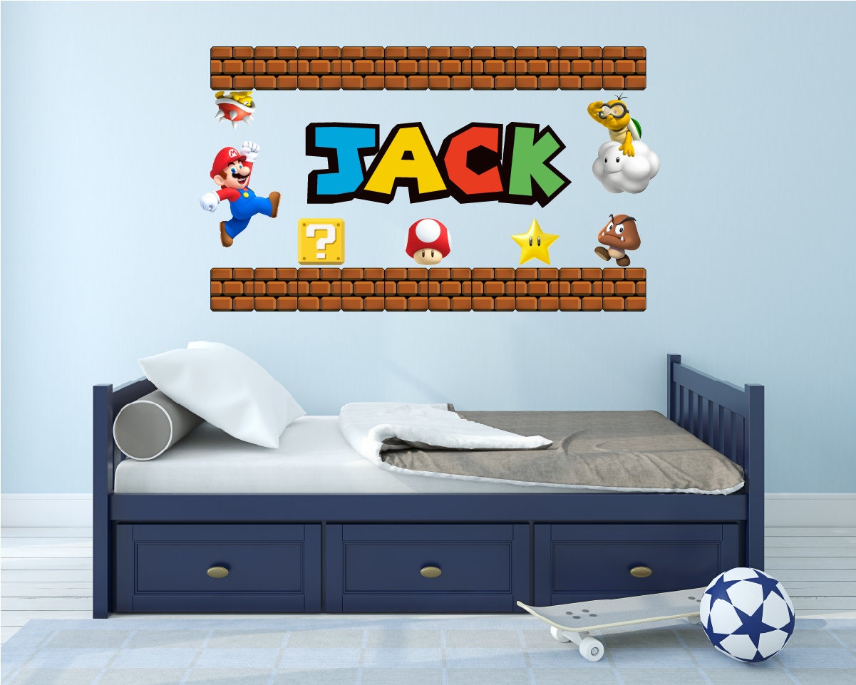 Custom Name Mario Wall Decal: Video Game Room Decor - Etsy