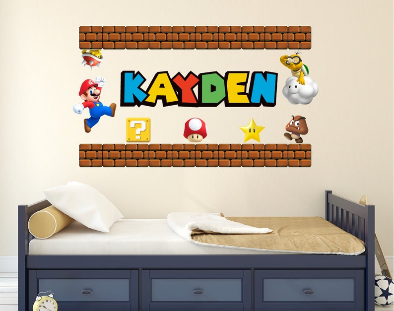 Custom Name Mario Wall Decal: Video Game Room Decor - Etsy