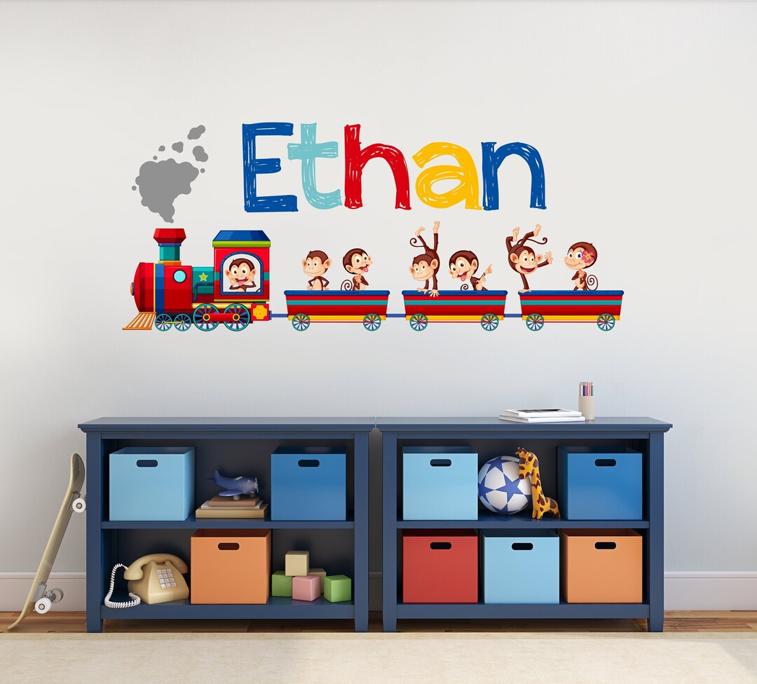 Train Name Wall Decal -nursery Train Decal -personalized Wall Monogram ...