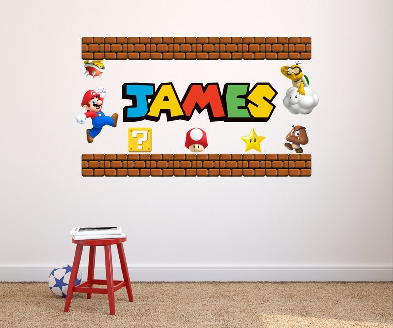 Custom Name Mario Wall Decal: Video Game Room Decor - Etsy