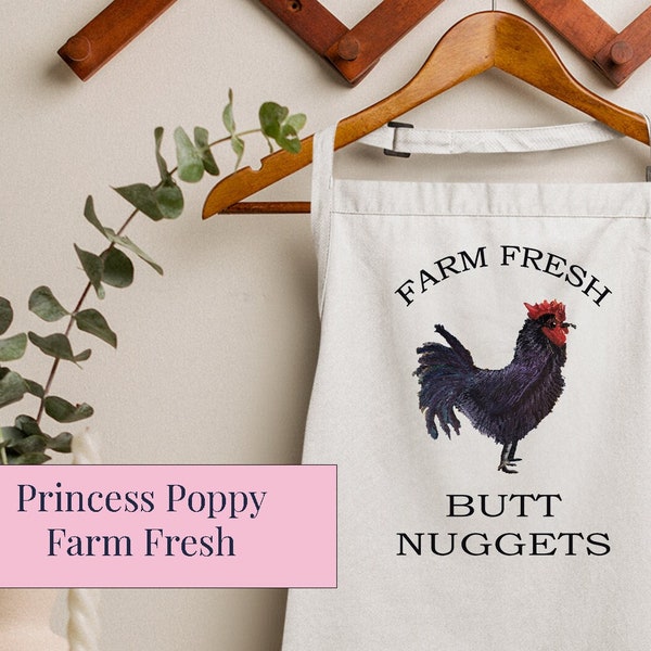 Black Iridescent Chicken - Apron - Farm Fresh - Baking - Crafts - Grilling - Functional Artwork - Personalization - Princess Poppy
