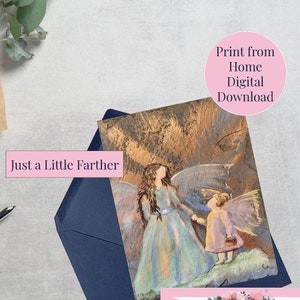 Moeder en kind Angel Fairy - Digitale wenskaart - Afdrukken vanuit huis - Collagemuur - Functioneel kunstwerk - Gewoon een beetje verder