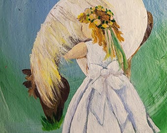 People Girl Horse Painting Reproductions | Art Print |  Bookmark | Greeting Card | Magnet | Phone Grip | Tote | Sticker