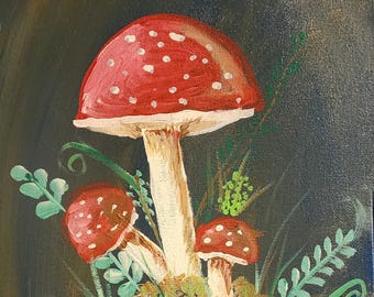 Mushroom Acrylic Painting Reproductions | Art Print |  Bookmark | Greeting Card | Magnet | Phone Grip | Tote