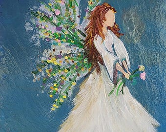 Angel Acrylic Painting Reproductions | Art Print | Inspirational Gift | Bookmark | Greeting Card | Tote | Magnet | Sticker