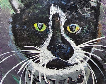 Cat Tuxedo Acrylic Painting Reproductions | Art Print |  Bookmark | Greeting Card | Magnet | Phone Grip | Tote | Sticker