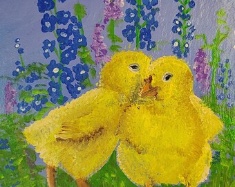 Birds Baby Chickens Acrylic Painting Reproductions | Art Print |  Bookmark | Greeting Card | Magnet | Phone Grip | Tote | Sticker