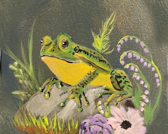 Frog  Acrylic Painting Reproductions | Art Print |  Bookmark | Greeting Card | Magnet | Phone Grip | Tote