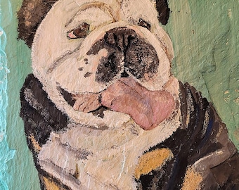 Dog Bulldog  Acrylic Painting Reproductions | Art Print |  Bookmark | Greeting Card | Magnet | Phone Grip | Tote | Sticker