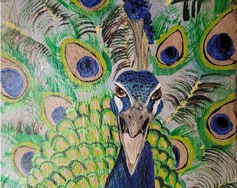 Bird Peacock Acrylic Painting Reproductions | Art Print |  Bookmark | Greeting Card | Magnet | Phone Grip | Tote