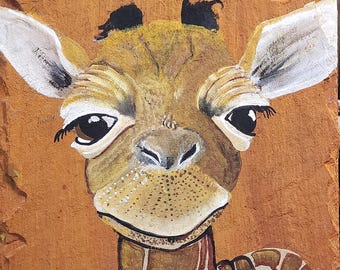 Giraffe Acrylic Painting Reproductions | Art Print |  Bookmark | Greeting Card | Magnet | Phone Grip | Tote