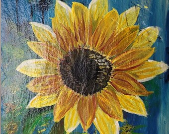Sunflower Acrylic Painting Reproductions | Art Print |  Bookmark | Greeting Card | Magnet | Phone Grip | Tote | Sticker