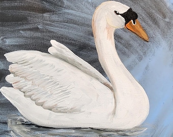 Bird Swan Acrylic Painting Reproductions | Art Print |  Bookmark | Greeting Card | Magnet | Phone Grip | Tote | Sticker