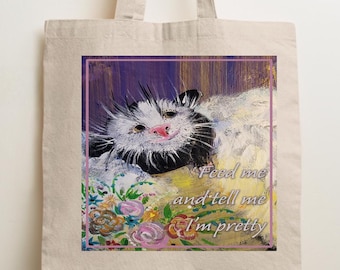 Borsa tote artistica divertente – Opera d'arte originale di un artista appalachiano / Borsa riutilizzabile 14 x 13 pollici