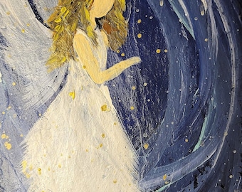 Angel Acrylic Painting Reproductions | Art Print | Inspirational Gift | Bookmark | Greeting Card | Tote | Magnet | Sticker