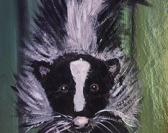 Skunk Acrylic Painting Reproductions | Art Print |  Bookmark | Greeting Card | Magnet | Phone Grip | Tote | Sticker