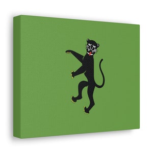 Gabon Gallery Wrap Blue, Gabon Canvas Gallery Print, Gabon Coat of Arms Leopard Panther, African Wall Art, Gabonese Decor, Gabon
