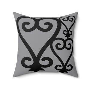 Grey Adinkra Throw Pillow, Sankofa Square Throw Pillow, Sankofa Adinkra Symbol, African Pillow, Ghana Home Decor, Ghanaian Home Office