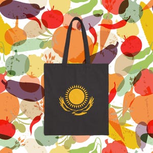 Kazakhstan Canvas Tote Bag Kazakh Cotton Canvas Tote Kazakhstan Shopping Bag Eurasian Grocery Bag