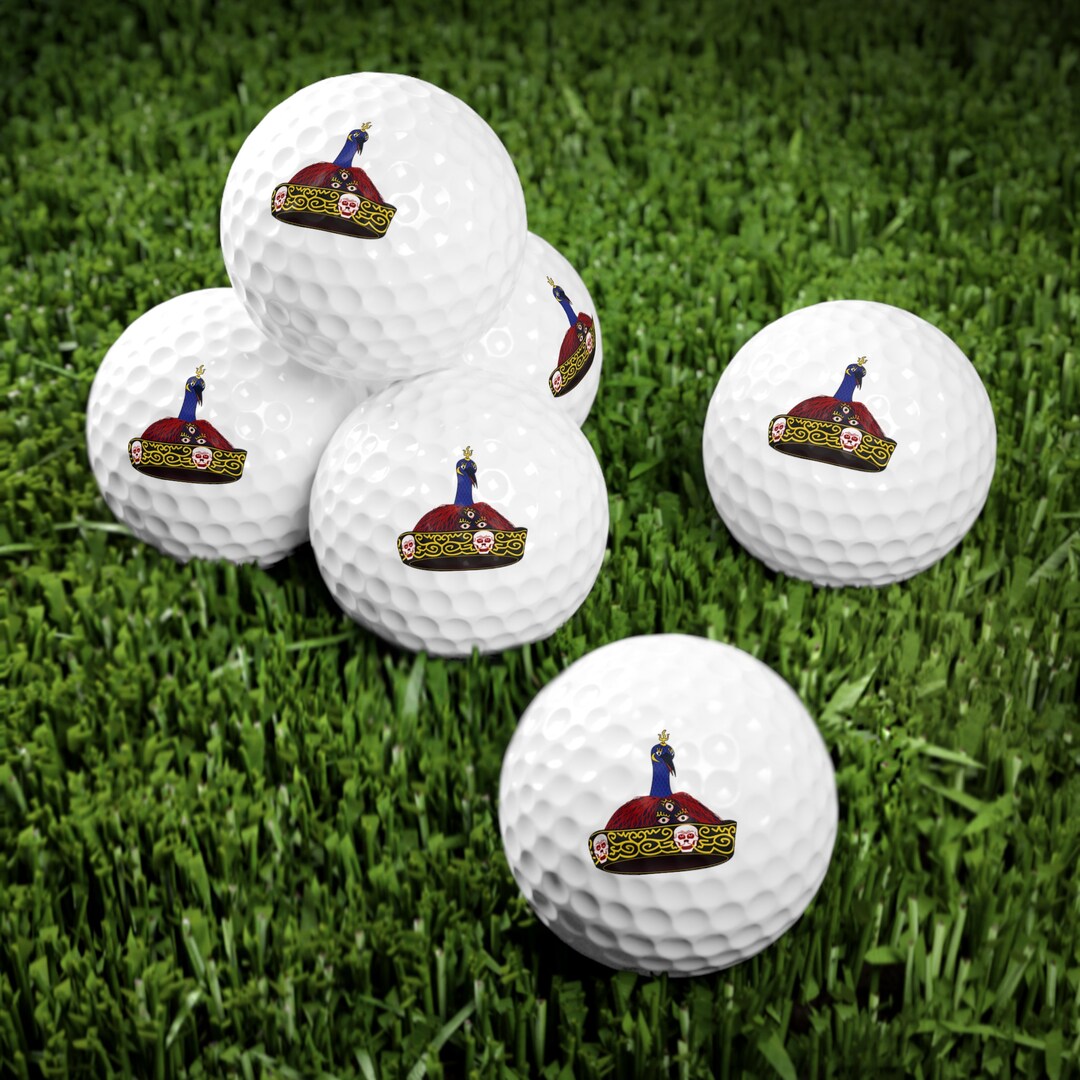 Bhutan Golf Balls set of 6, Golf Gifts, Bhutan King Royal Crown, Bhutan