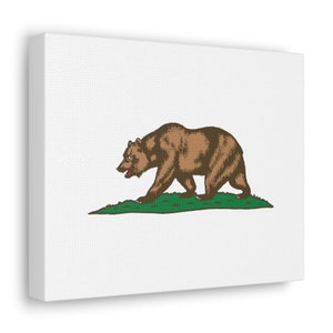 California Gallery Wrap, California Canvas Gallery Print, California Flag Grizzly Bear, America Wall Art, California Gift, California