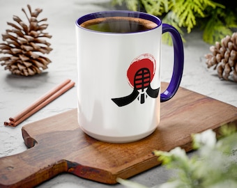 Kendo Colorful Mug 11oz 15oz Kendo Dishwasher Safe Mug Martial Arts Home Office Gift Japan Coffee Mug Hot Cocoa Mug