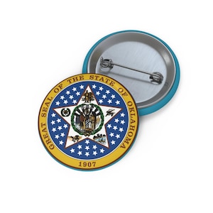 Botón de pin de Oklahoma, EE. UU., pin del estado de Oklahoma, regalo de Oklahoma, decoración del estado de Sooner, camiseta de Oklahoma, pin coleccionable de Oklahoma, EE. UU., sello de Oklahoma