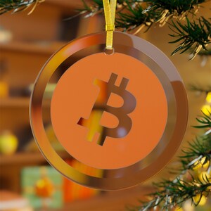 Original Bitcoin Glass Ornament, Bitcoin Holiday Ornament, Crypto Holiday Decor, Bitcoin Christmas Ornament, Crypto Party Decor, Bitcoin