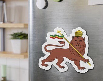 Ethiopia Magnet Die Cut Lion of Judah Fridge Magnet Ethiopia Outdoor Use Magnet Amhara Kitchen