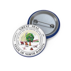 North Dakota Pin Button USA North Dakota State Pin North Dakota Gift Great Plains Decor North Dakota USA Collection Pin Seal of North Dakota